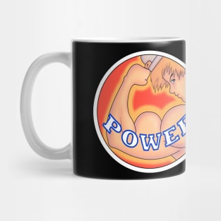 Young muscular gymrat with word "Power", fitness and motivational Mug